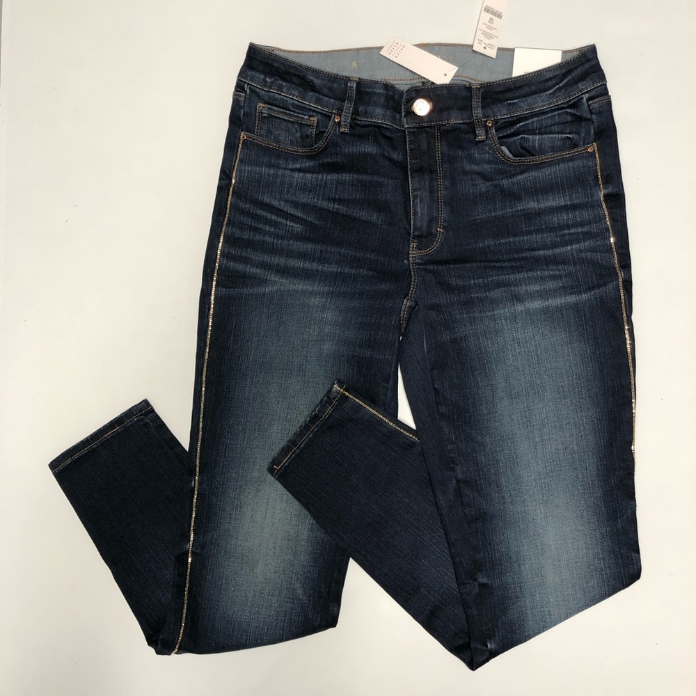 WHBM Mid rise Skinny Dark Wash blue jeans size 8R